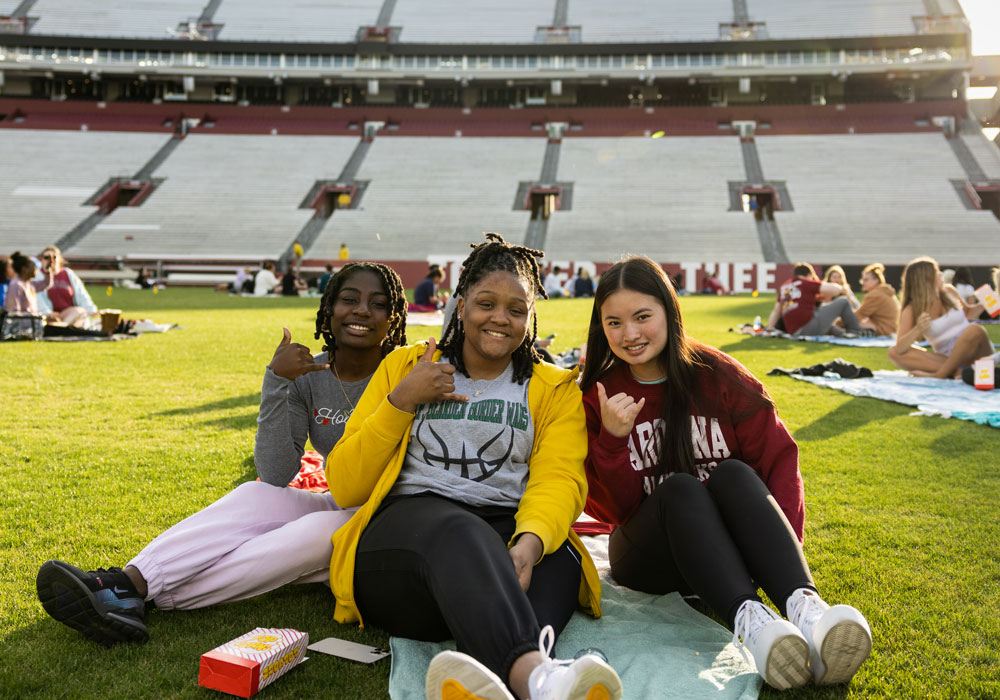 Students gathered at Williams Brice Stadium for "Flicks on the Field"